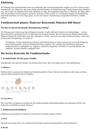 Familienurlaub planen: Haderner Reisestudio München hilft Ihnen!