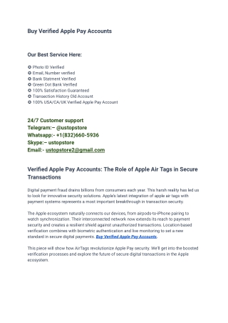 Buy Verified Apple Pay Accounts