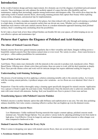 Pictures that Capture the Elegance of Polished and Acid-Staining