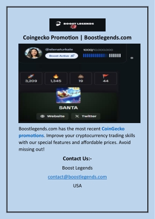 Coingecko PromotionCoingecko Promotion  Boostlegends.com