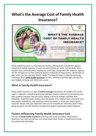 What's the Average Cost of Family Health Insurance