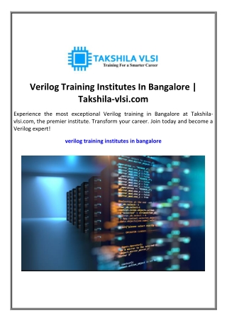 Verilog Training Institutes In Bangalore | Takshila-vlsi.com