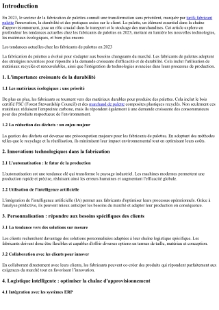 Les tendances actuelles chez les fabricants de palettes en 2023