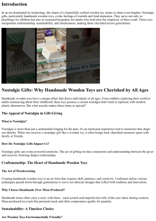 “Nostalgic Gifts: Why Handmade Wooden Toys are Cherished by All Ages”