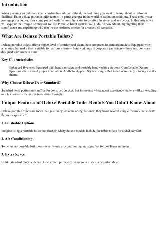 “Unique Features of Deluxe Portable Toilet Rentals You Didn’t Know About”