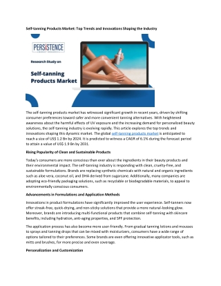 Self-tanning Products Market: Strategic Insights into Key Trends and Segmentatio