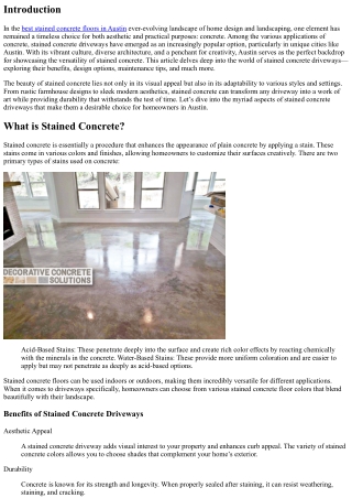 The Versatility of Stained Concrete Driveways in Austin
