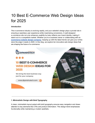 10 Best E-Commerce Web Design Ideas for 2025