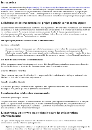 “Collaborations intercommunales : projets partagés sur un même espace.”