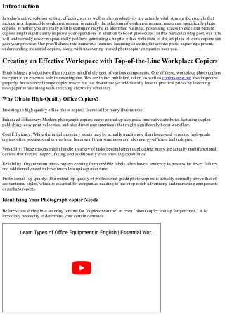 Creating a Successful Work Area with Top-of-the-Line Workplace Copiers
