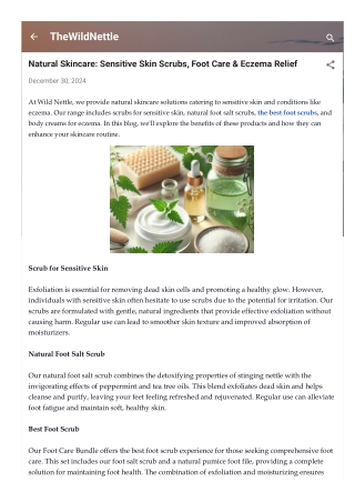Natural Skincare: Sensitive Skin Scrubs, Foot Care & Eczema Relief