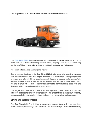 Tata Signa 5523.S: A Powerful and Reliable Truck for Heavy Loads