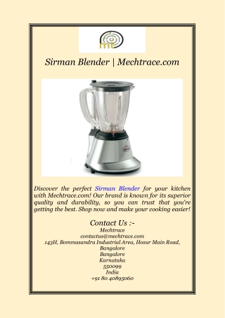 Sirman Blender | Mechtrace.com