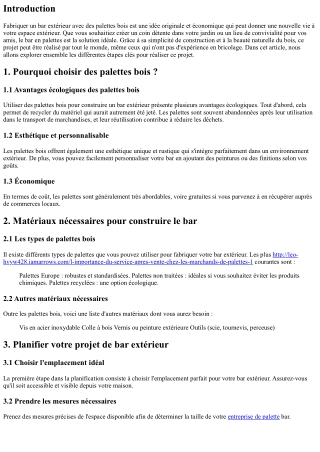 Fabriquer un bar extérieur avec des palettes bois : étapes clés