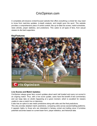 Today's Cricket Match Live Score, Odds & Prediction