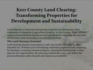 Kerr County Land Clearing- Transforming Properties for Development and Sustainability