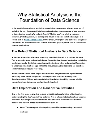 Why Statistical Analysis is the Foundation of Data Science