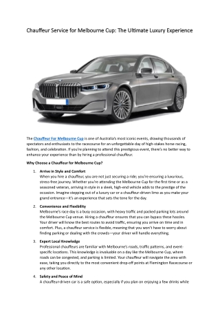 Chauffeur For Melbourne Cup