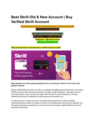 Best Skrill Old & New Account _ Buy Verified Skrill Account