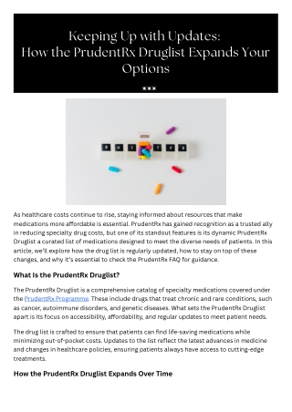 Keeping Up with Updates: How the PrudentRx Druglist Expands Your Options