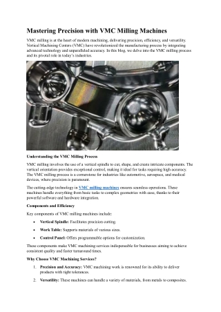 Mastering Precision with VMC Milling Machines