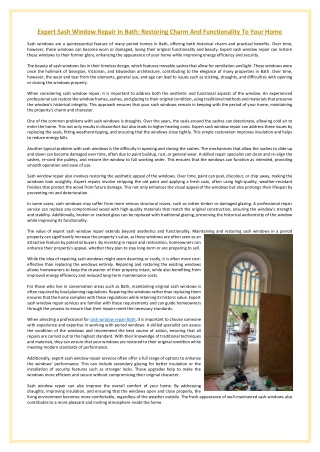 Expert Sash Window Repair In Bath Restoring Charm And Functionality To Your Home