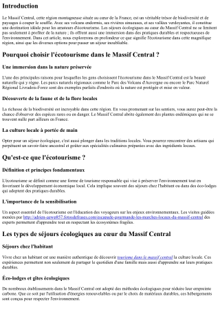 Séjours écologiques au cœur du Massif Central