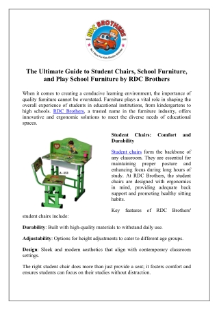 Buy Student Chairs - RDC Brothers