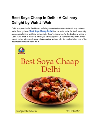 Best Soya Chaap Delhi By Wah Ji Wah