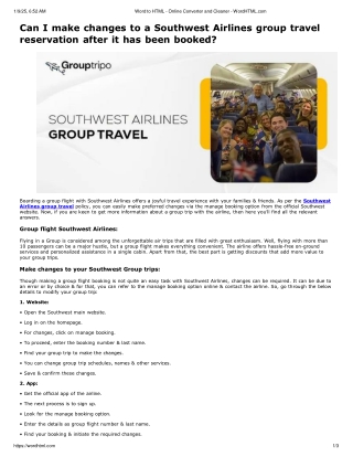 Southwest Airlines Group Travel: A Convenient and Flexible Option