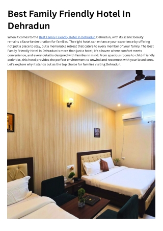 3 Best Family Friendly Hotel In Dehradun