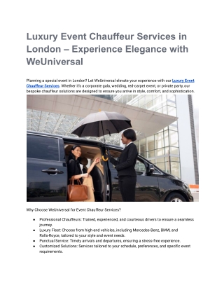 Luxury Event Chauffeur Services in London – Experience Elegance with WeUniversal