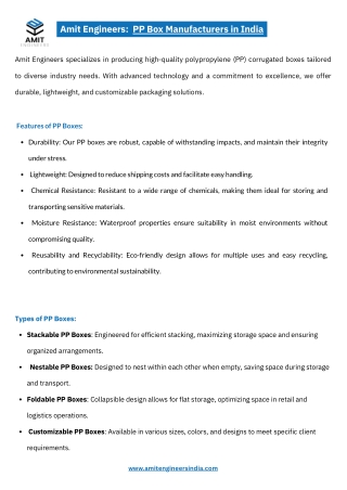 Trusted Top PP Corrugated Box Manufacturers in India for Durable Packaging Solut