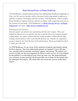 Home Nursing Service  in Pimpri Chinchwad