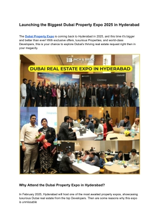 Launching the Biggest Dubai Property Expo 2025 in Hyderabad