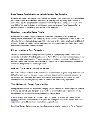 Purva Weaves_ Redefining Luxury Living in Yemalur, East Bangalore (1)