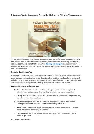 Slimming Tea Singapore