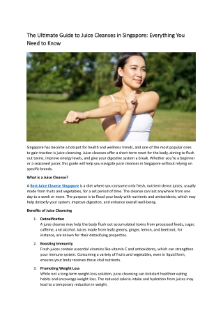 Best Juice Cleanse Singapore