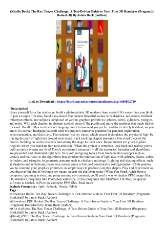 [Get Ebook] The Ray Tracer Challenge: A Test-Driven Guide to Your First 3D Rende