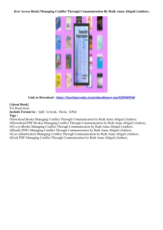 [Download] Managing Conflict Through Communication By Ruth Anna Abigail (Author)