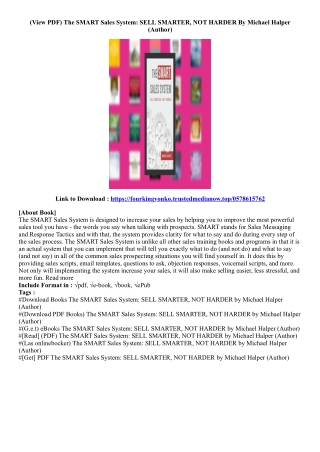 [View Book] The SMART Sales System: SELL SMARTER, NOT HARDER By Michael Halper (