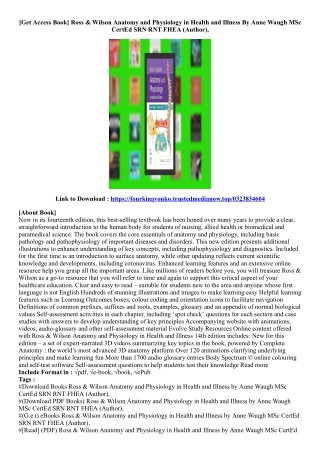 (Best Ebook) Ross & Wilson Anatomy and Physiology in Health and Illness By Anne