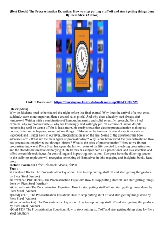 [View PDF] The Procrastination Equation: How to stop putting stuff off and start