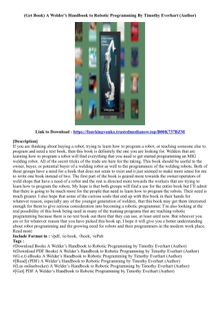 (View Book) A Welder’s Handbook to Robotic Programming By Timothy Everhart (Auth