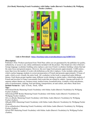 [Get Book] Mastering French Vocabulary with Online Audio (Barron's Vocabulary) B