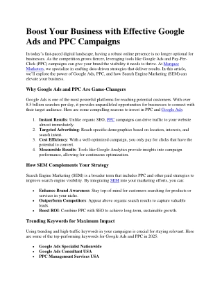 Effective Google Ads and PPC Campaigns