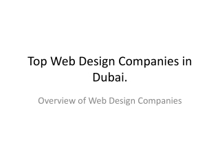 Top Web Design Companies in Dubai
