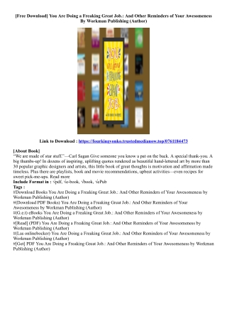 (Free Book) You Are Doing a Freaking Great Job.: And Other Reminders of Your Awe