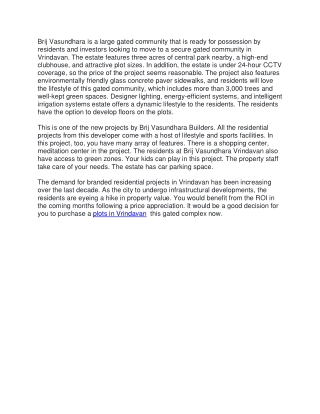 Prime Plots for Sale in Vrindavan