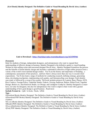 (Free Book) Identity Designed: The Definitive Guide to Visual Branding By David